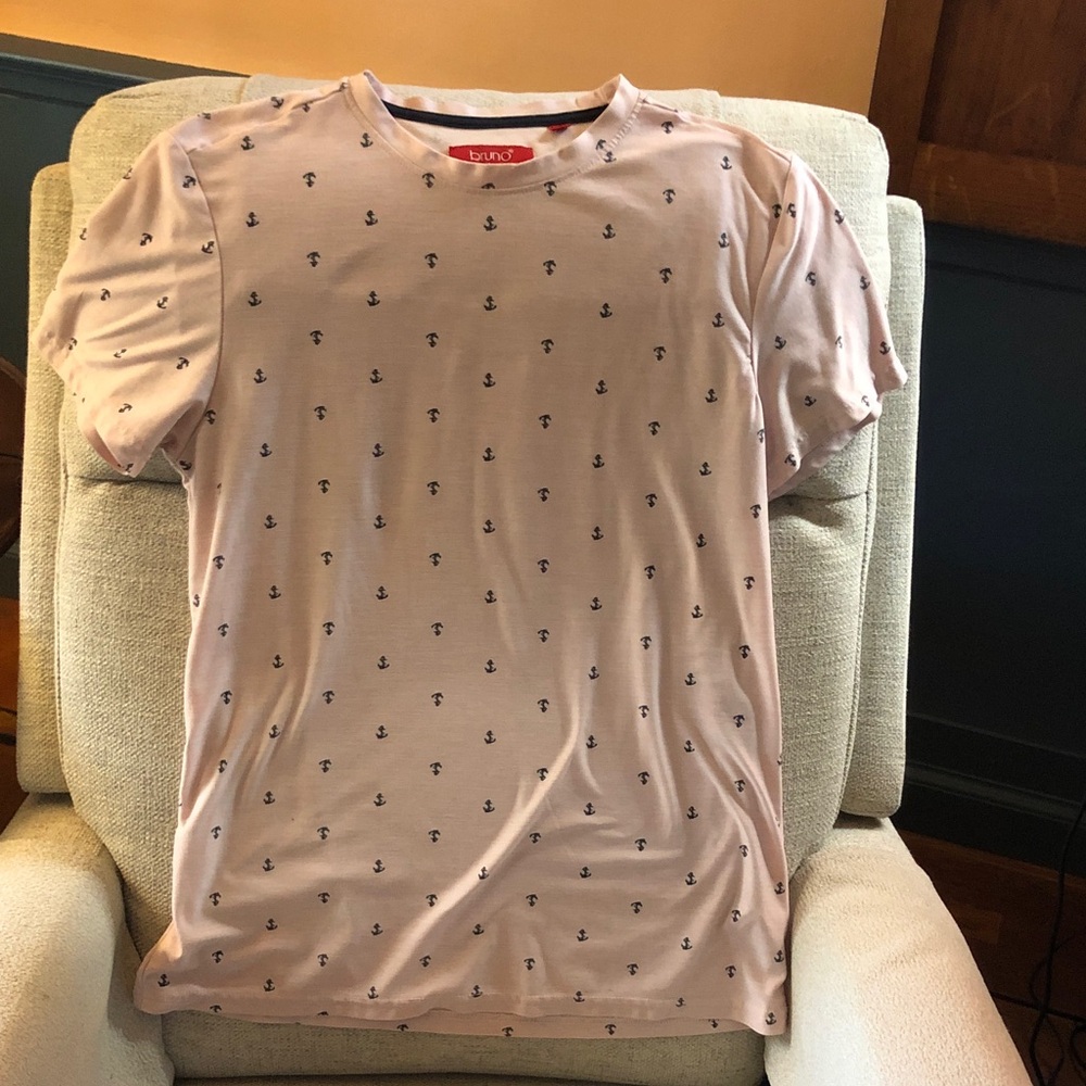 Bunkd Men’s Light Pink Anchor-Print Short Sleeve Tee